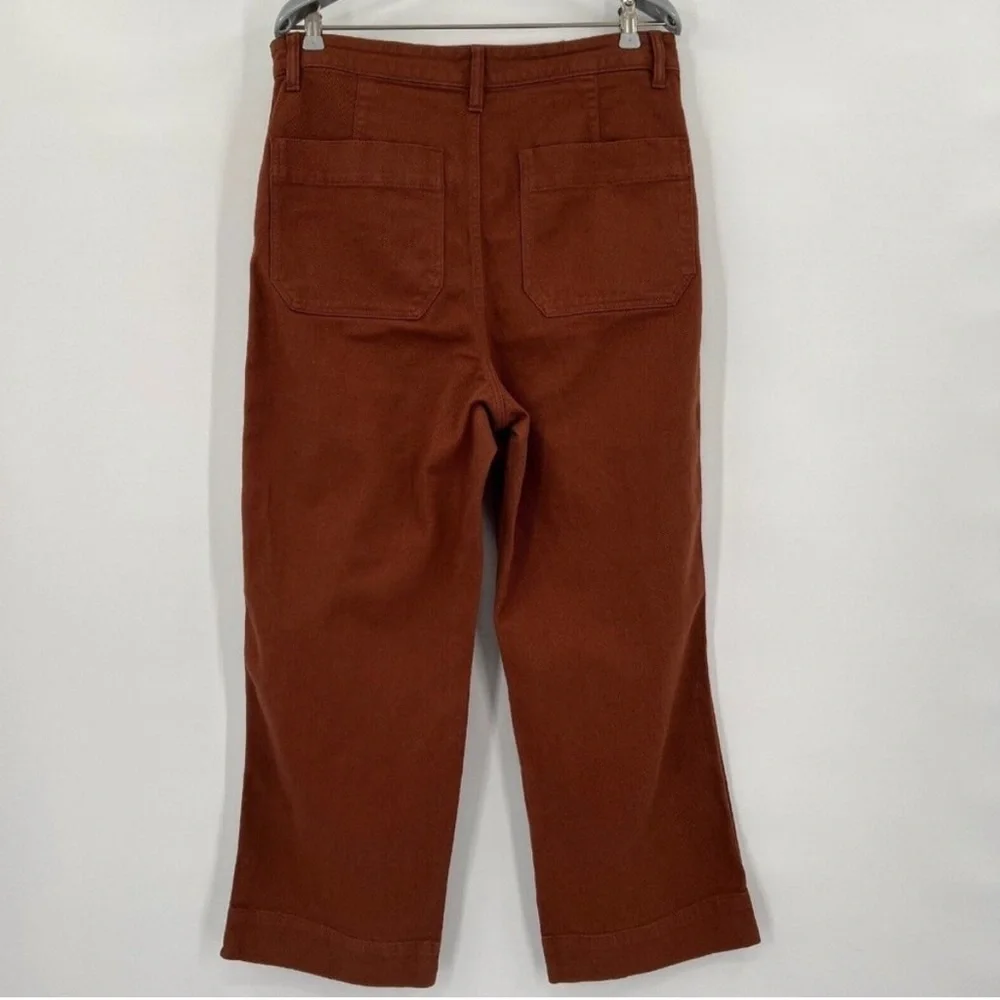 Quince Women's Rust Stretch Cotton Twill Wide-Leg Crop Pants sz 29 Rust Brown - Picture 2 of 3